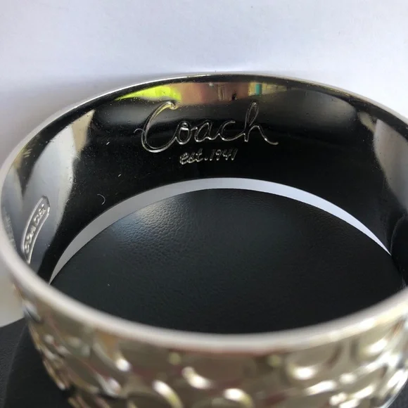 Coach Logo Wide Silver Signature Bracelet - Picture 5 of 9